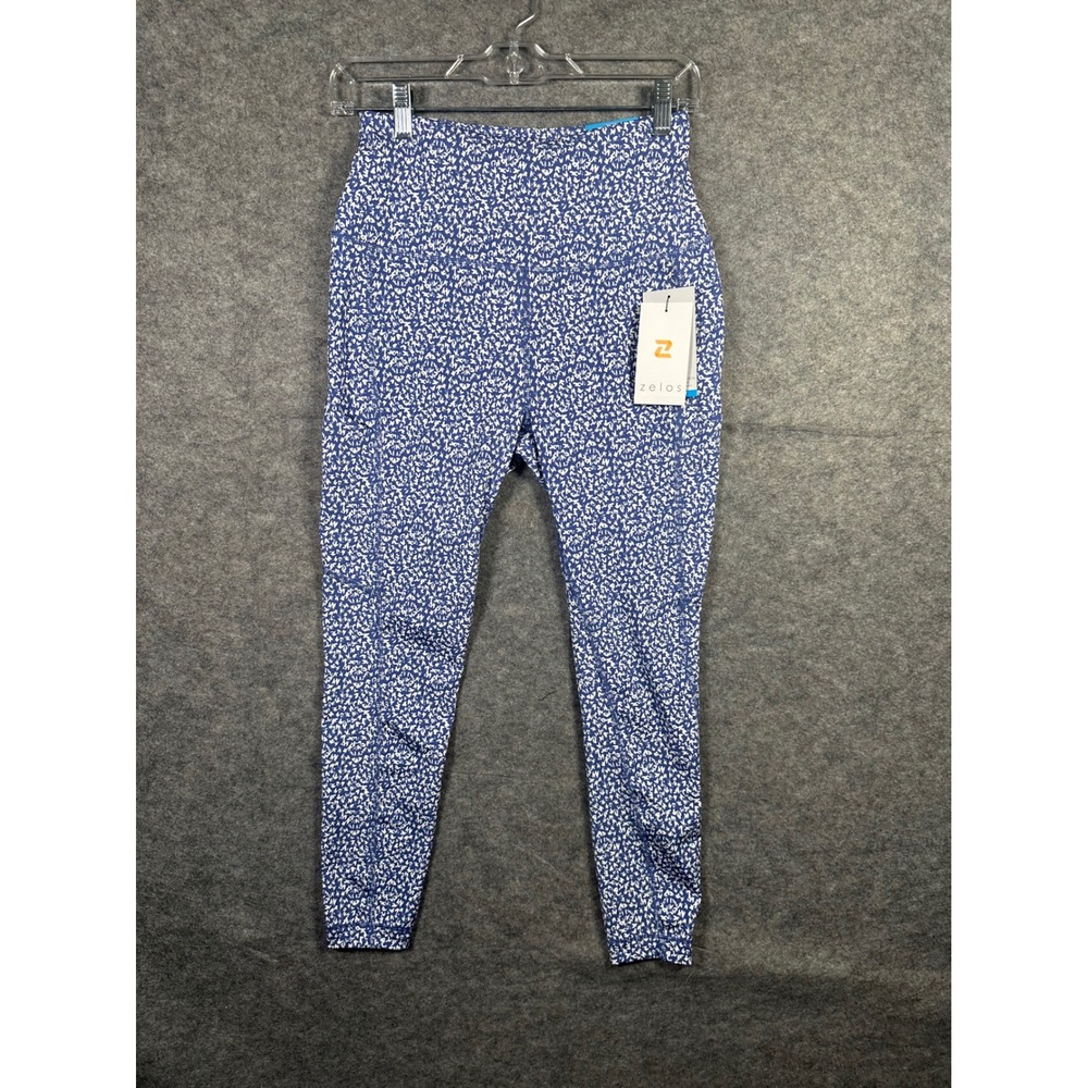 Zelos High Impact High Waist 7/8 Leggings Blue Heart Print‎ Womens Small